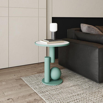 Contemporary Simplicity Sintered Stone Geometric Column Base Coffee Table For Living Room