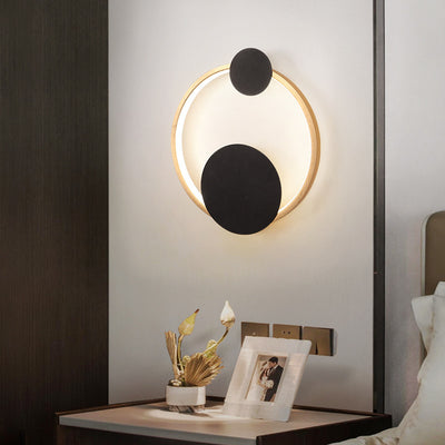 Modern Minimalist Iron Aluminum Round Elliptical LED Wall Sconce Lamp For Bedside