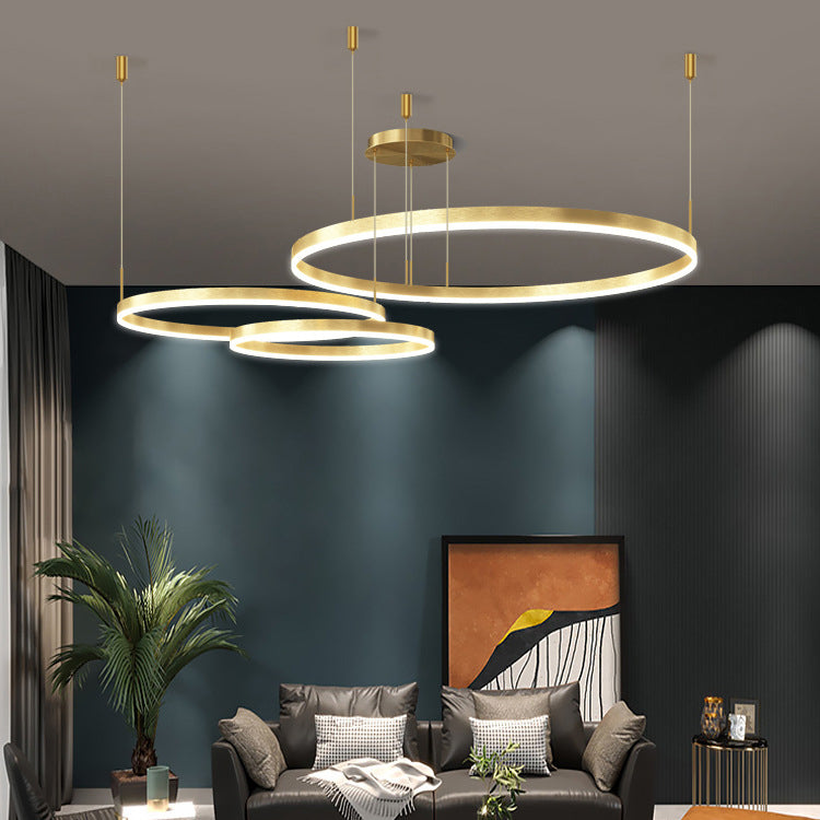 Modern Minimalist Multi Tier Circle Iron Aluminum Acrylic LED Chandelier For Living Room