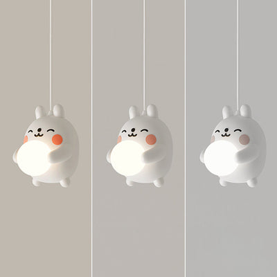 Modern Art Deco Kids Iron Acrylic Rabbit LED Pendant Light For Bedroom