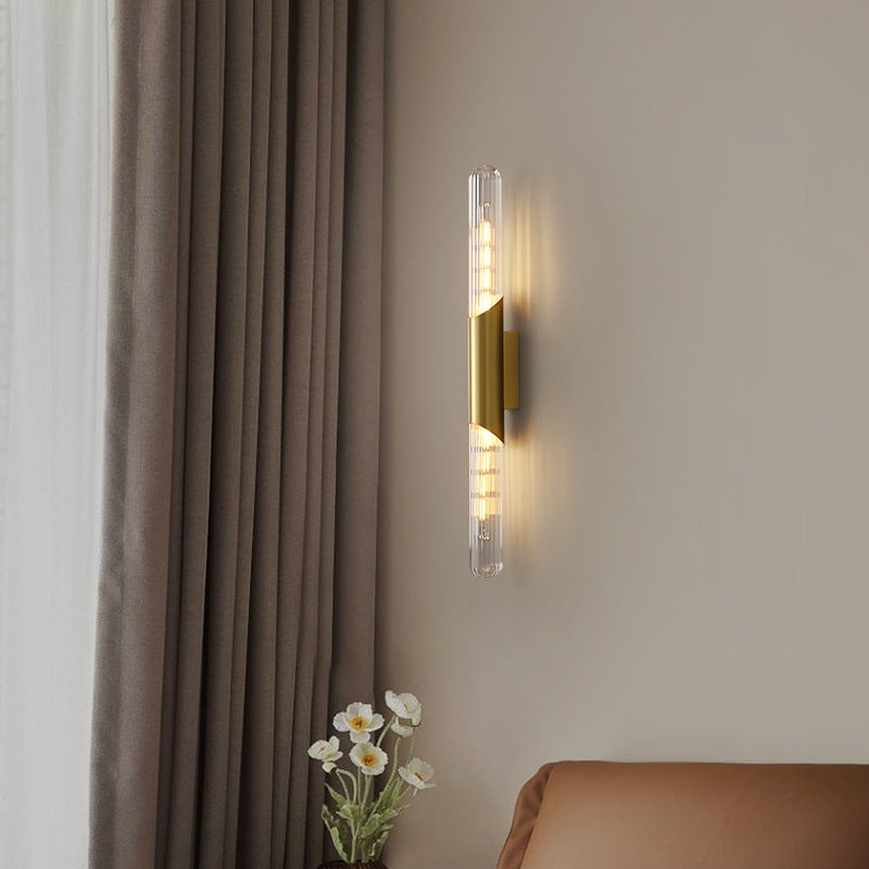 Modern Minimalist Cooper Glass 1-Light Wall Sconce Lamp For Living Room