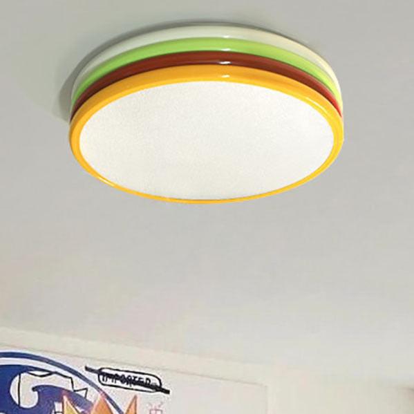 Modern Minimalist Macaron Round Aluminum Acrylic LED Flush Mount Ceiling Light For Living Room