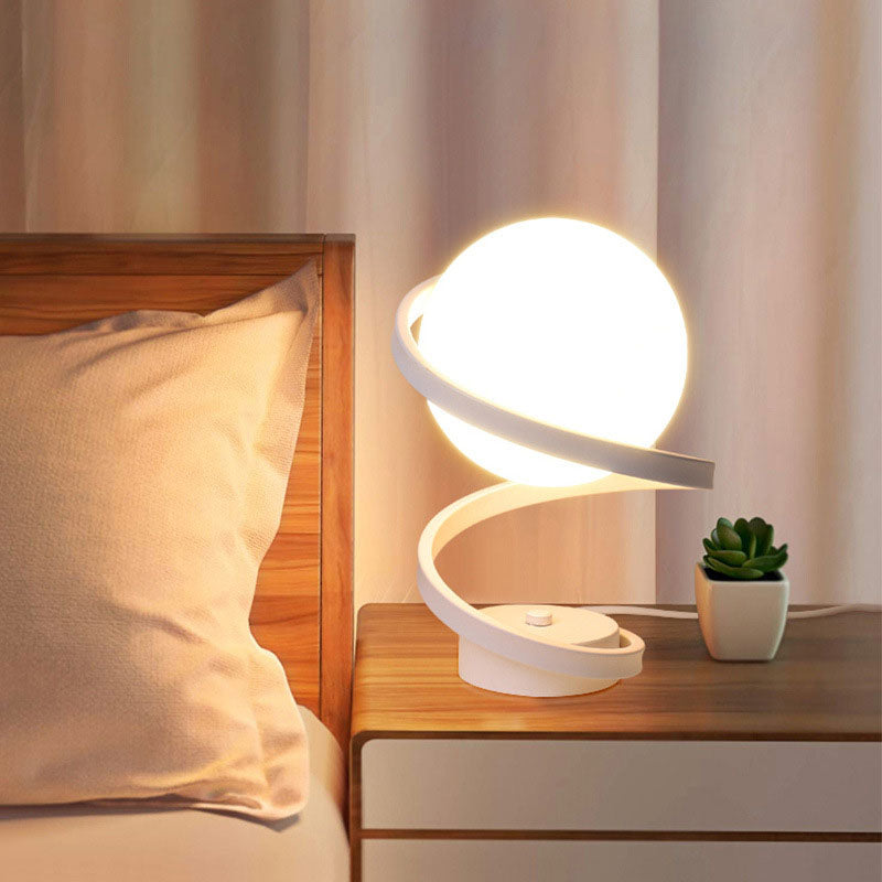 Lampe de table LED acrylique en fer à bille de forme incurvée minimaliste moderne 