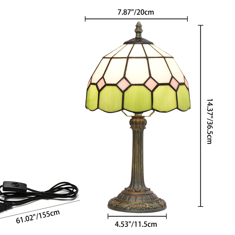 Traditional Tiffany Dome Resin Glass 1-Light Table Lamp For Living Room