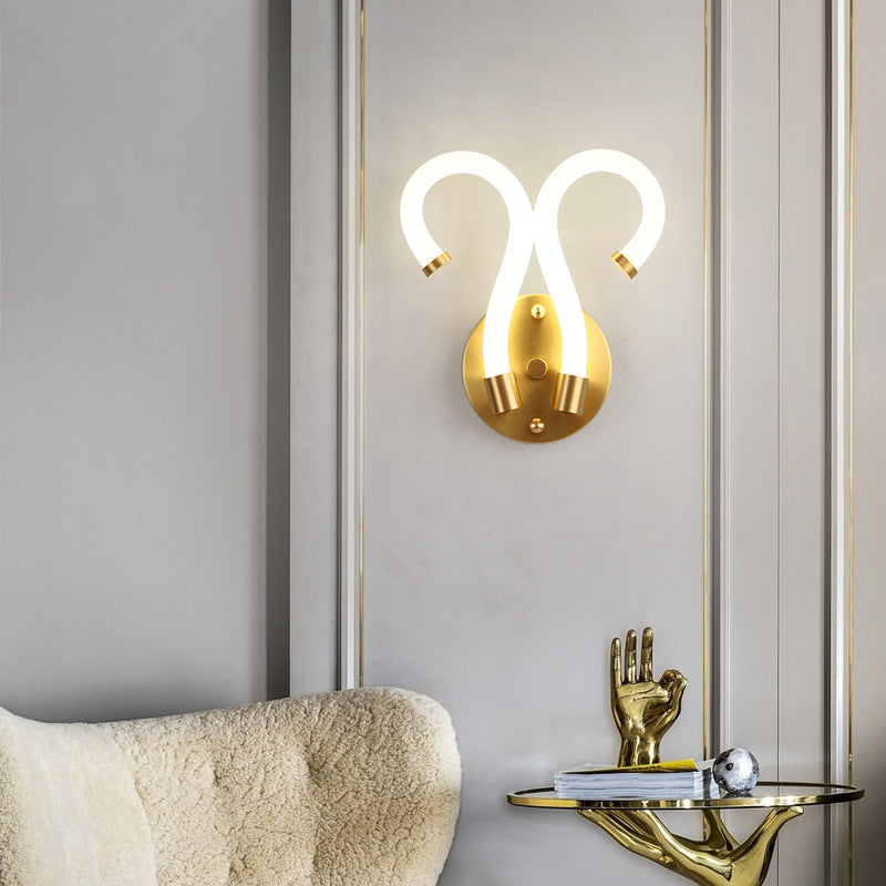 Contemporary Creative Brass Acrylic Round Oval Figure Six Eight Letter LED Wall Sconce Lamp For Hallway