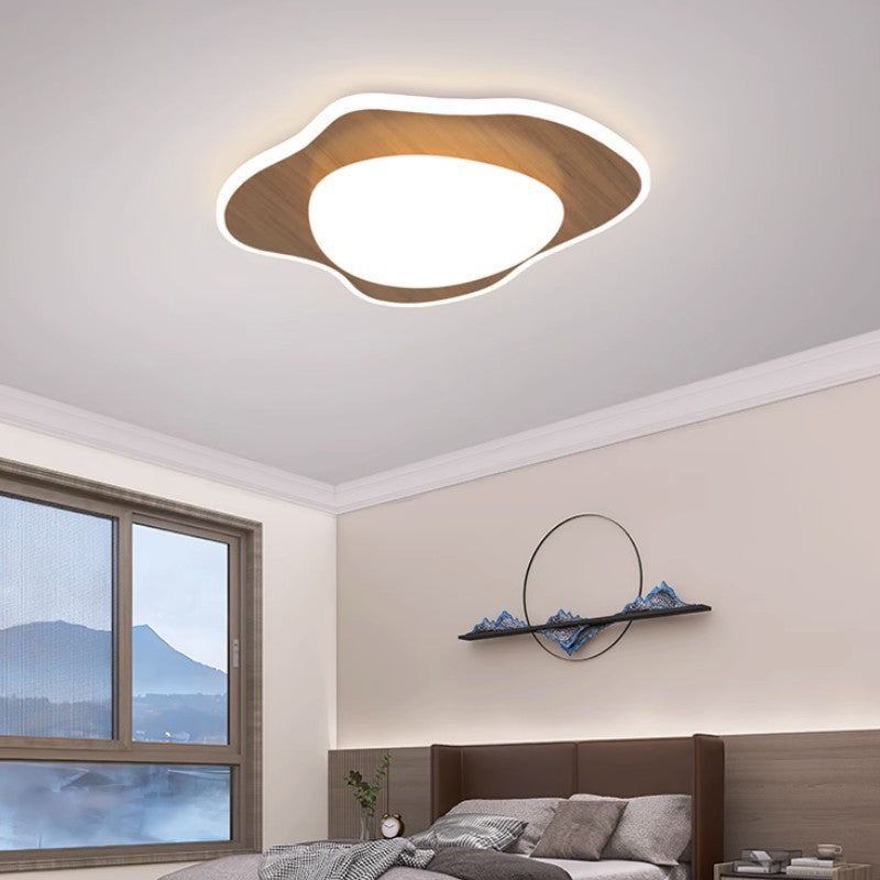 Modern Minimalist Irregular Round Iron Acrylic LED Flush Mount Ceiling Light For Bedroom