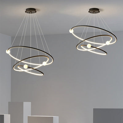 Modern Minimalist Multi Tier Circle Aluminum Iron Silicone LED Chandelier For Living Room