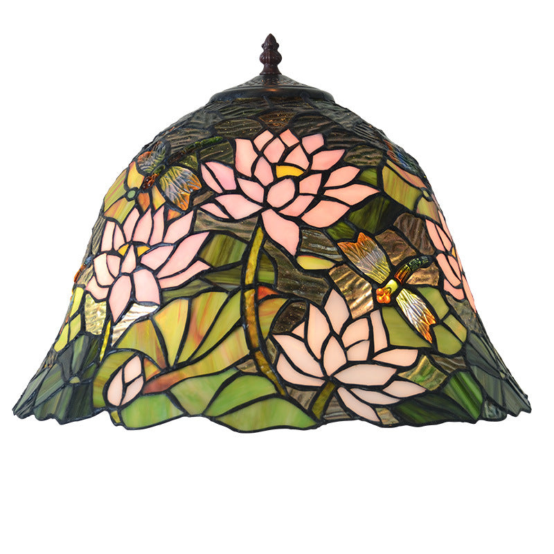 Traditional Tiffany Bouquet Iron Stained Glass Shade 3-Light Table Lamp For Bedroom