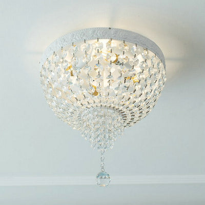 Contemporary Scandinavian Crystal Round Ball Crystal Iron 6-Light Flush Mount Ceiling Light For Bedroom