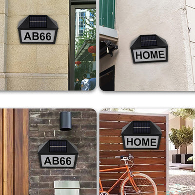 Contemporary Industrial ABS Address Sign Solar Digital House LED Outdoor Wall Sconce Lamp For Garden