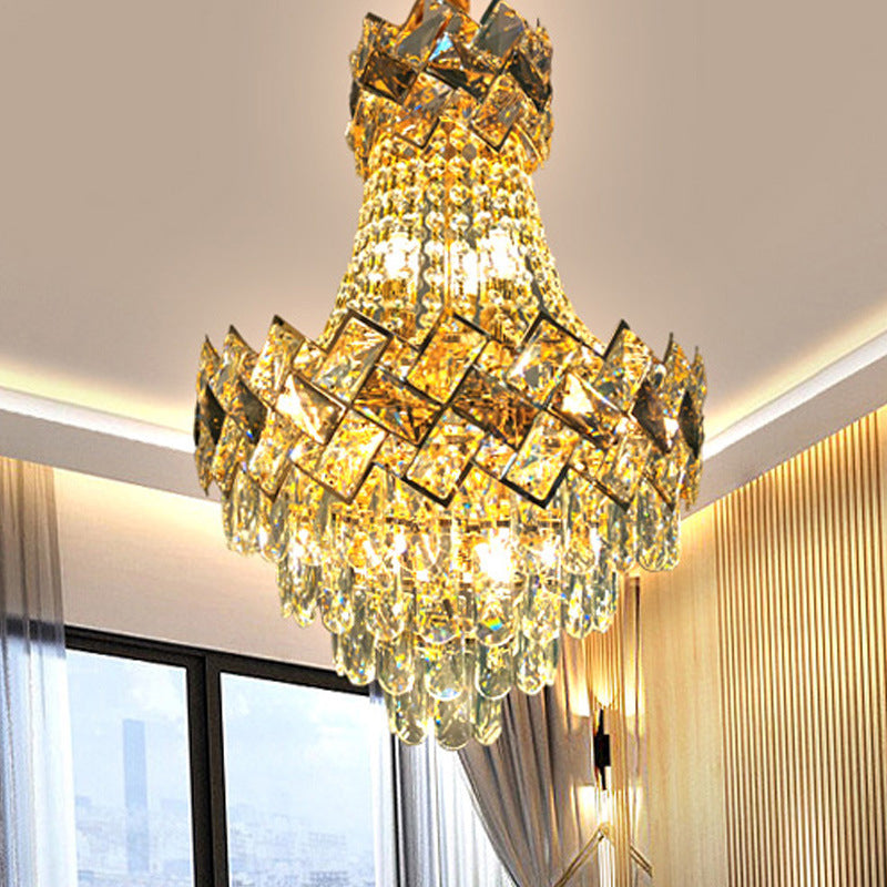 Contemporary Luxury Round Hardware Crystal 9/12 Light Chandelier For Living Room