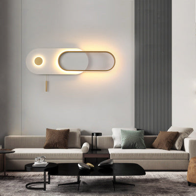 Modern Minimalist Oval Iron Acrylic LED Wall Sconce Lamp For Bedroom