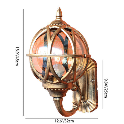 Traditional European Waterproof Ball Aluminium Glass 1-Light Wall Sconce Lamp For Outdoor Patio