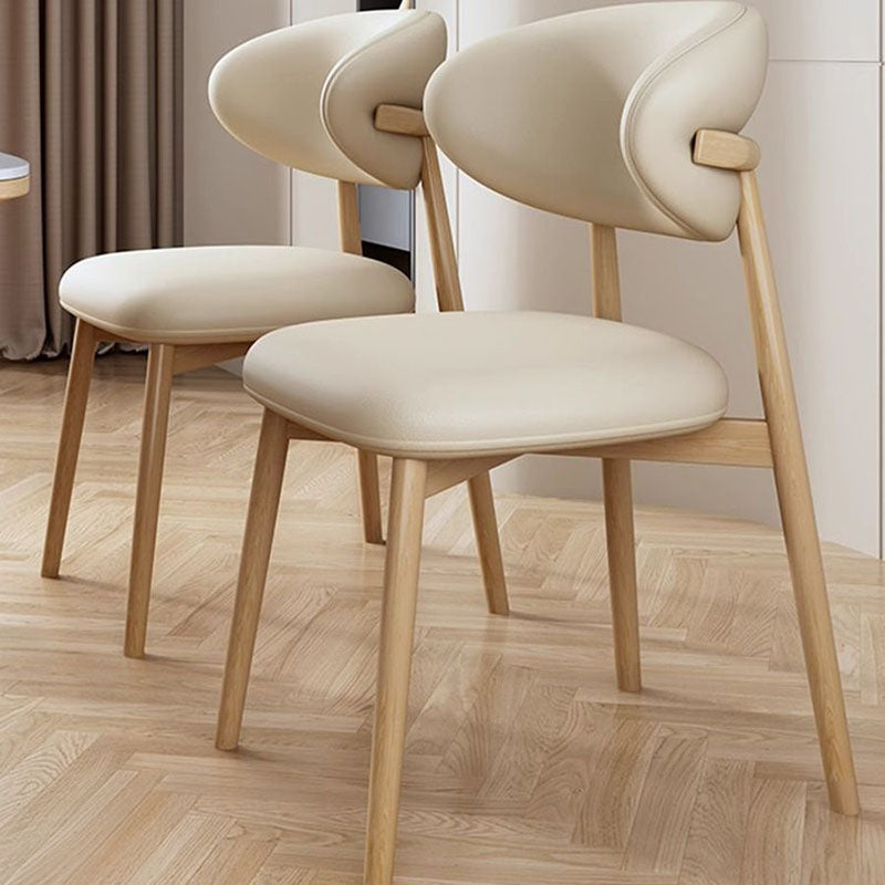 Moderna Minimalista Curvada Silla de Madera Cuero Respaldo Sin Brazos Para Sala de Estar 