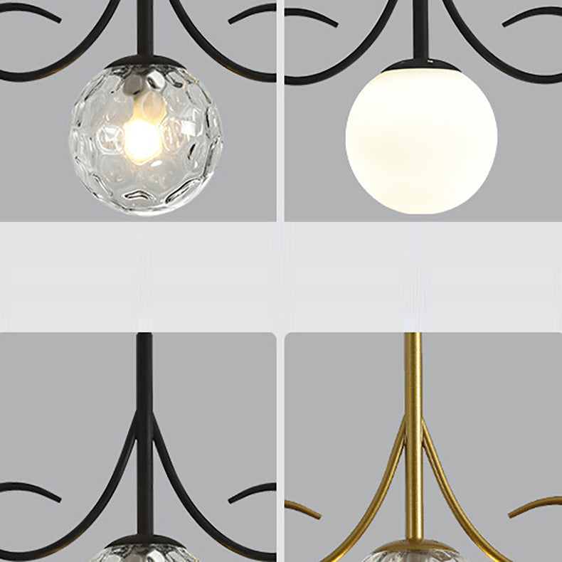 Modern Luxury Glass Ball Shade Arc Iron 1-Light Pendant Light For Living Room