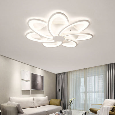 Contemporary Creative Petal Hardware Acrylic LED Semi-Flush Mount Ceiling Light For Living Room