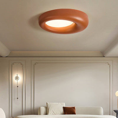 Modern Minimalist Hollow Round Acrylic Fiberglass LED Flush Mount Ceiling Light For Living Room