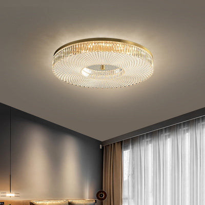 Contemporary Luxury Round Copper Acrylic LED Flush Mount Ceiling Light For Living Room