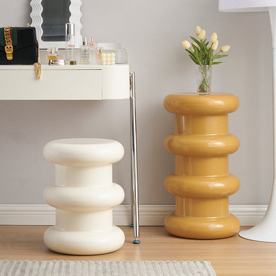 Contemporary Scandinavian Cylinder Frame Plastic Acrylic Vanity Stool 1-Leg For Bedroom