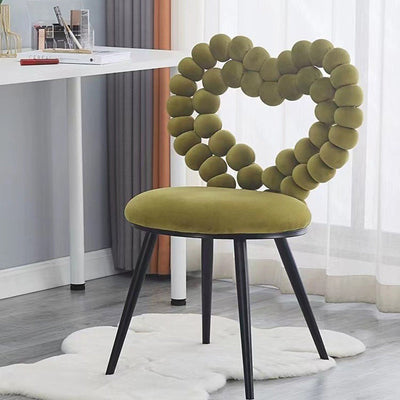 Contemporary Scandinavian Velvet Sponge Metal Heart Ball Round Vanity Stool Backrest For Bedroom