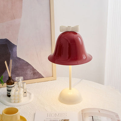 Modern Minimalist Cream Tone Bow Bell LED Table Lamp