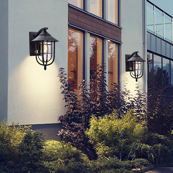 Contemporary Industrial Iron Waterproof Human Body Sensing 1-Light Outdoor Wall Sconce Lamp For Outdoor Patio