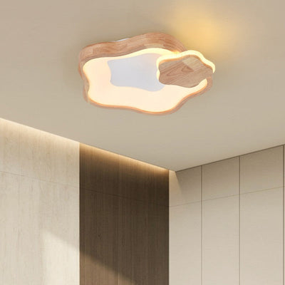 Contemporary Scandinavian Log Ring Acrylic LED Flush Mount Ceiling Light For Bedroom