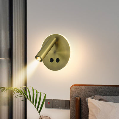 Modern Minimalist Rectangular Round Iron Aluminum LED Wall Sconce Lamp For Bedroom