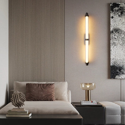 Contemporary Scandinavian Cylindrical Stainless Steel Acrylic LED Wall Sconce Lamp For Living Room