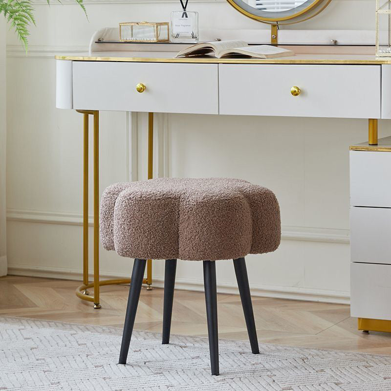 Modern Minimalist Cloud Lambswool Carbon Steel Vanity Stool For Bedroom