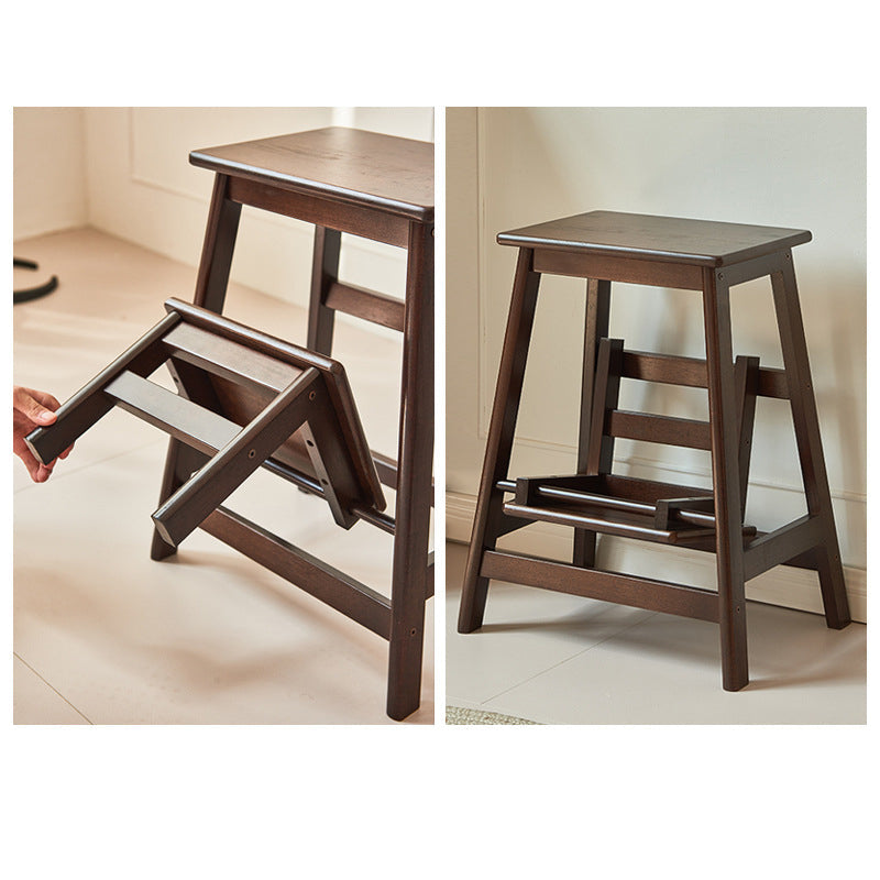 Modern Minimalist Rectangular Wooden Footrest Bar Stool Backless Armless For Dining Room