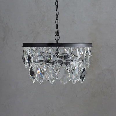 Contemporary Scandinavian Crystal Pendant Round Crystal Iron 4/5/9/12 Light Chandelier For Bedroom