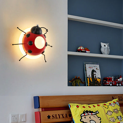 Contemporary Creative Cartoon Beetle Acrylic LED Kids Wall Sconce Lamp For Bedroom