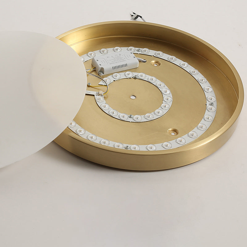 Modern Minimalist Round Crown Acrylic Copper LED Flush Mount Ceiling Light For Living Room