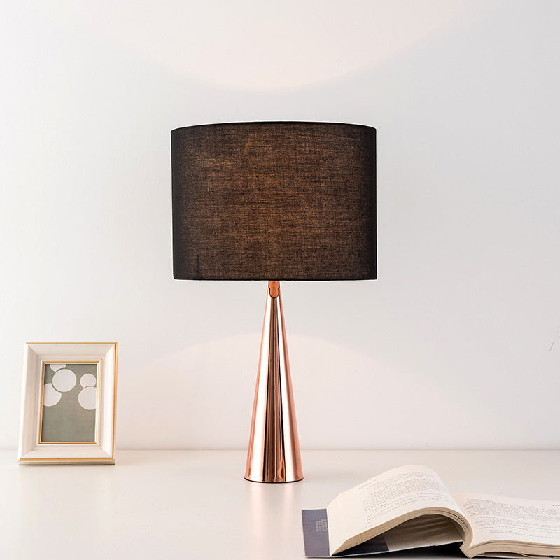 Contemporary Scandinavian Black Fabric Cone Base 1-Light Table Lamp For Study