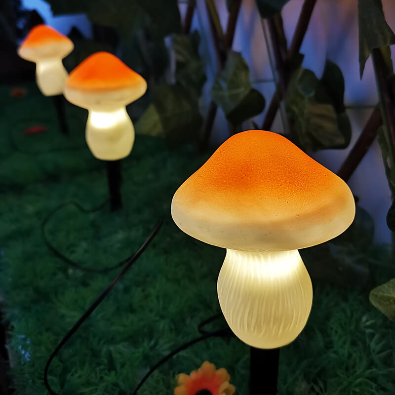 Solar Outdoor Mushroom Shape LED Garden Lawn Ground Insert Landscape Light