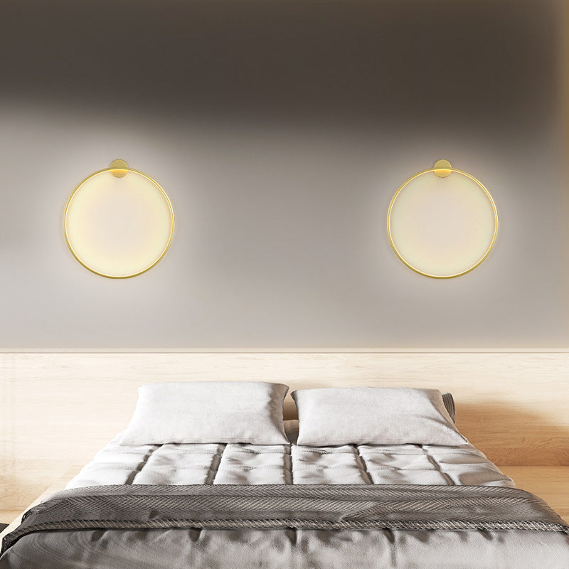 Modern Minimalist Aluminum Acrylic Round LED Wall Sconce Lamp For Bedroom