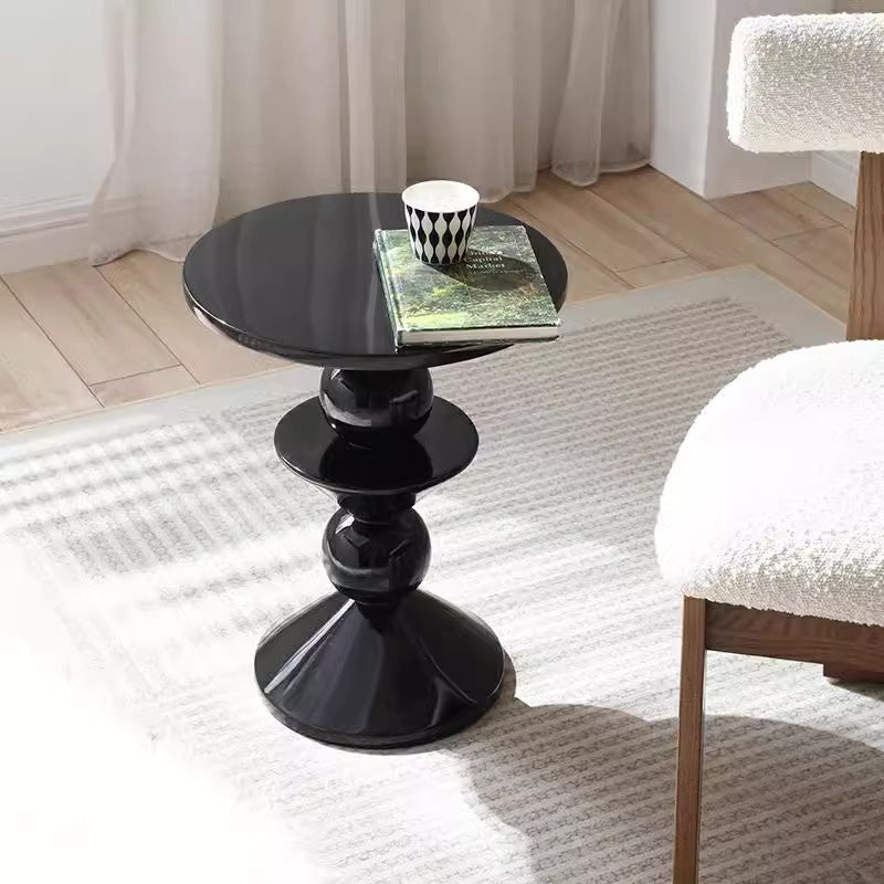 Contemporary Nordic Round Resin Lacquer Side Table For Living Room