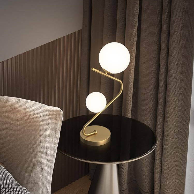 Nordic Minimalist Creative Copper Ball 2-Light Table Lamp