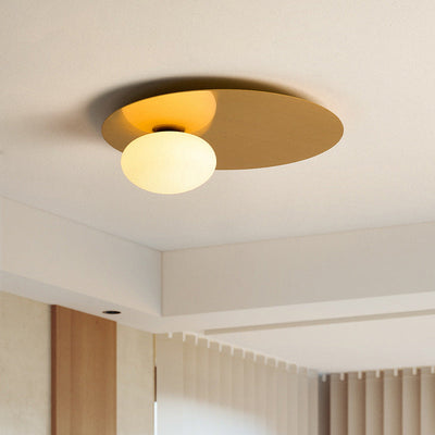 Modern Minimalist Oval Hardware Glass LED Flush Mount Ceiling Light For Living Room