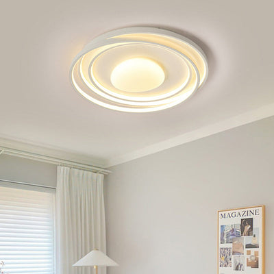 Modern Minimalist Cream Round Acrylic Iron LED Flush Mount Ceiling Light For Living Room