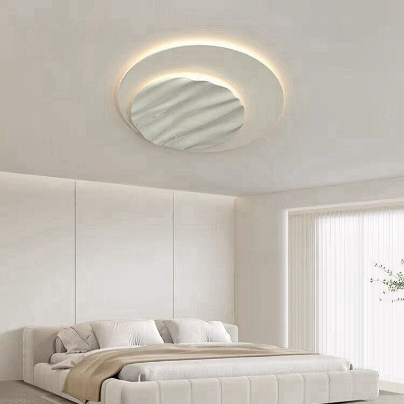 Modern Minimalist Aluminum Polycarbonate Round Ripple LED Flush Mount Ceiling Light For Bedroom