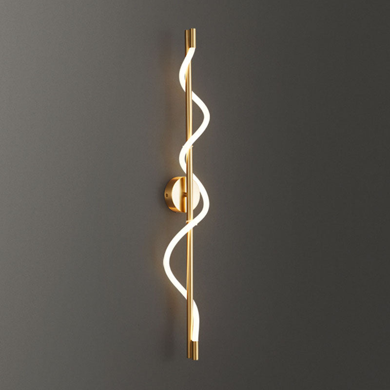 Modern Minimalist Cylinder Wave Stripe Copper Acrylic LED Wall Sconce Lamp For Living Room