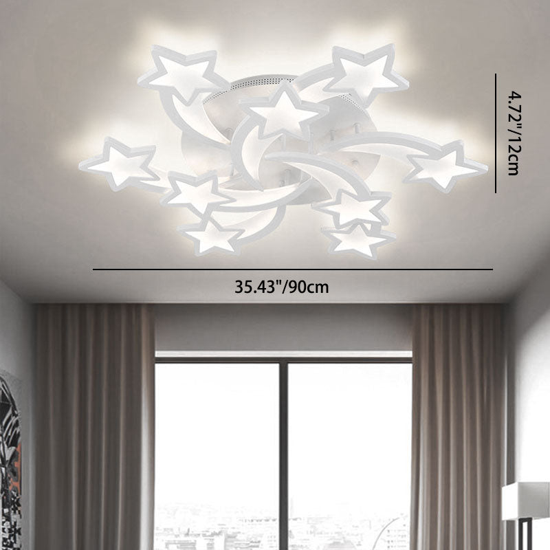 Modern Minimalist Star Hardware Acrylic LED Semi-Flush Mount Ceiling Light For Living Room