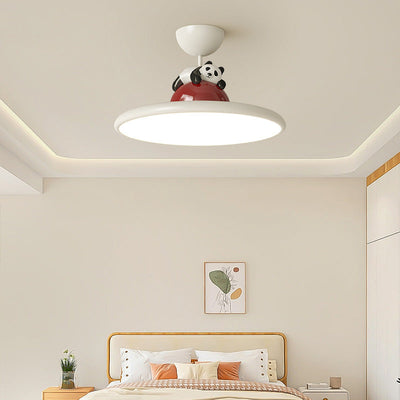 Contemporary Creative Cartoon Panda Elephant Iron Acrylic LED Semi-Flush Mount Ceiling Light For Bedroom