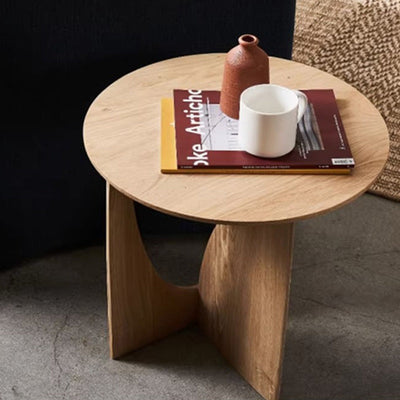 Traditional Japanese Round Wood Coffee Table For Living Room