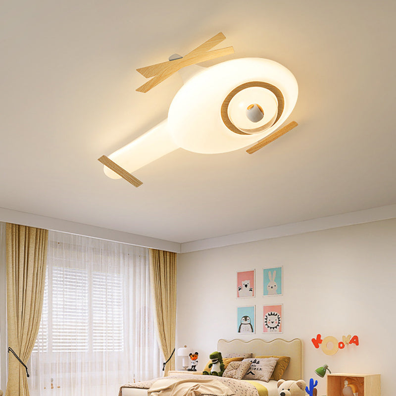 Modern Minimalist Kids Airplane Iron PE LED Flush Mount Ceiling Light For Bedroom