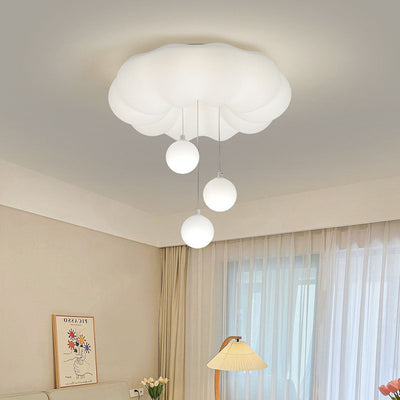 Modern Minimalist Clouds Spherical Bow Iron Plastic LED Flush Mount Ceiling Light For Bedroom