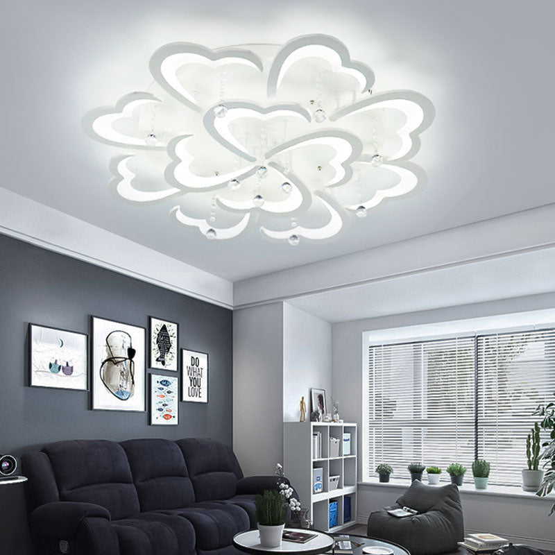 Modern Minimalist Petal Hardware Acrylic Crystal LED Semi-Flush Mount Ceiling Light For Living Room