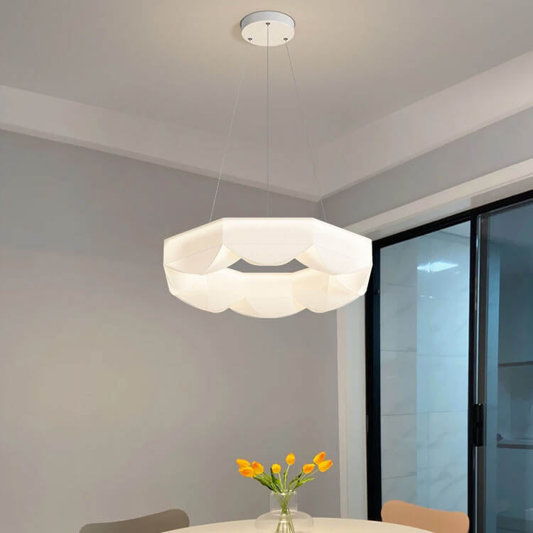 Nordic Creative White Polygon Wrought Iron LED Pendant Light